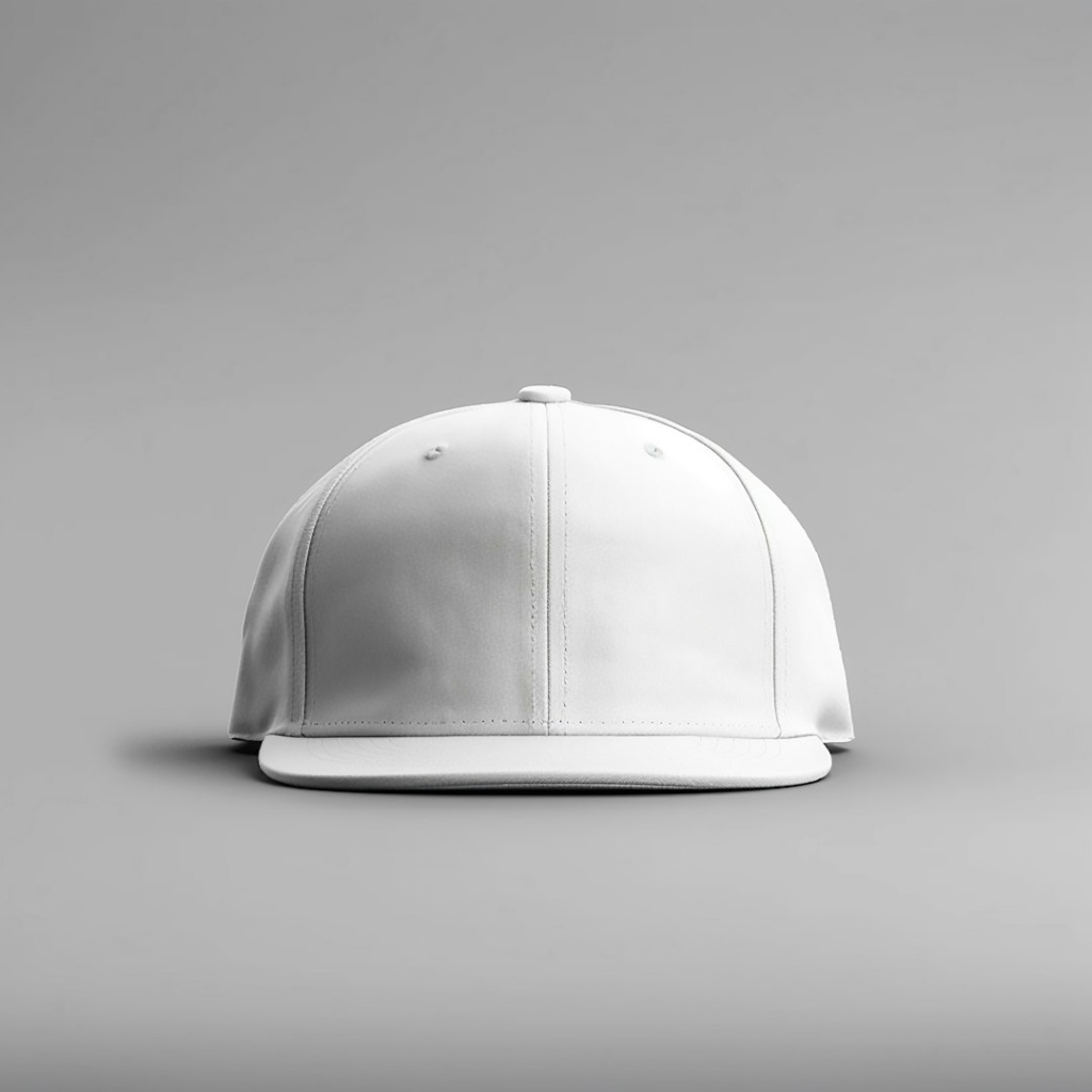 Unbranded white snapback cap sample