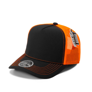 Plain Curve 5Panel Mesh Hat 5003 — BLACK/ORANGE